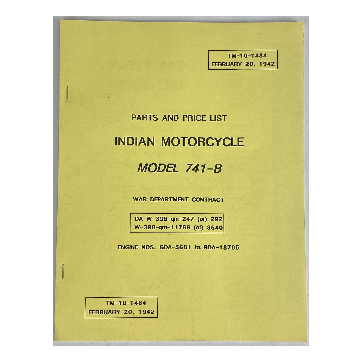741 Model Parts Manual